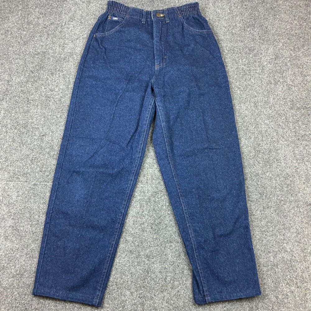 Vintage Lee High Waisted Elastic Waist Denim Jeans Dark Wash Womens Size 26x26